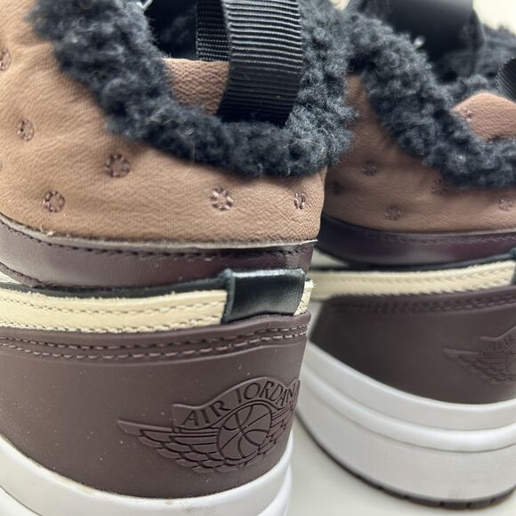 Nike Air Jordan 1 Mid SE Shoes Youth Size 6.5Y Brown Sherpa Fleece DC7723-200 - Picture 5 of 14